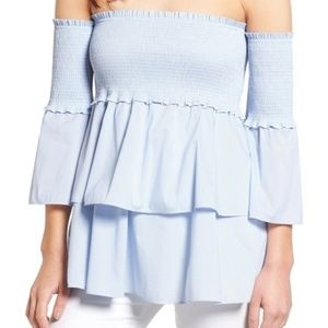 Chelsea28 Smocked Off the Shoulder Poplin Top